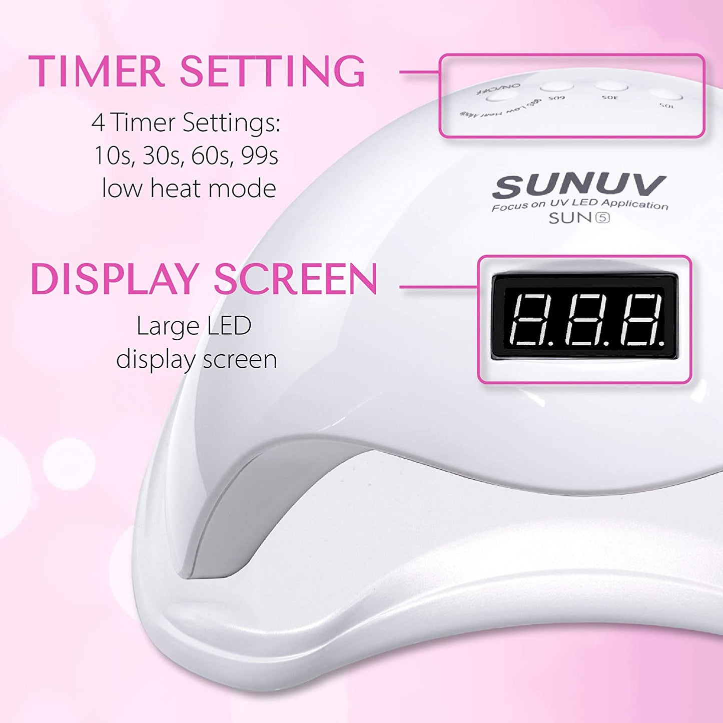 UV Light for Gel Nails,SUNUV LED Nail Lamp for Gel Polish 36W Nail Dryer with 4 Timers SUN5