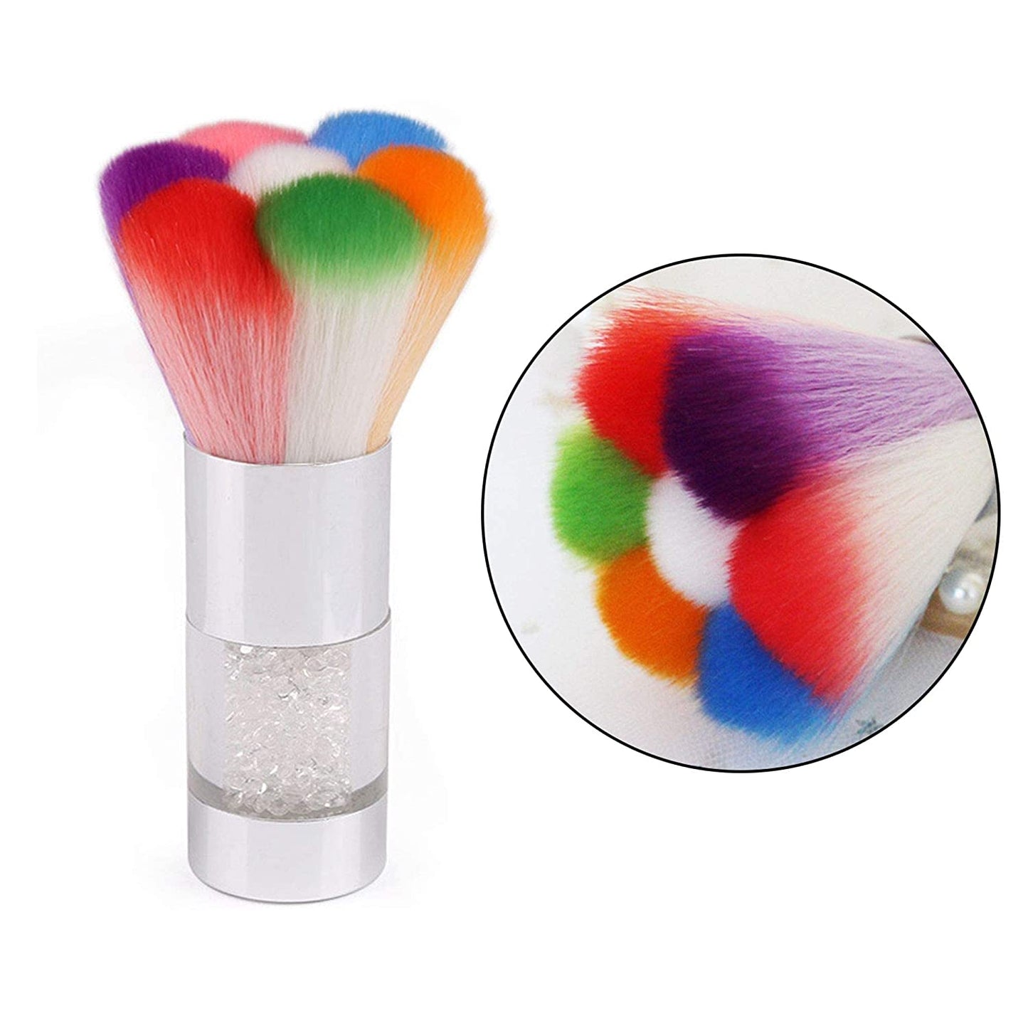 Colorful Fingernail Nail Art Dust Brush Rhinestones Remover Powder Brush Cleaner For Acrylic&UV Nail Gel Powder Nail Art Dust Remover Brush,Silver