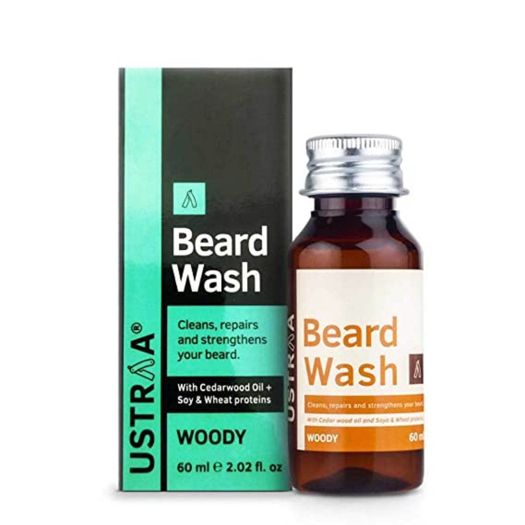 Ustraa Beard Wash Woody - 60 ml - Sulphate-FREE Beard Wash