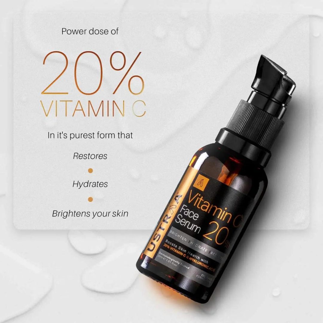Ustra 20% Vitamin C Face Serum with Hyaluronic Acid - 30 ml