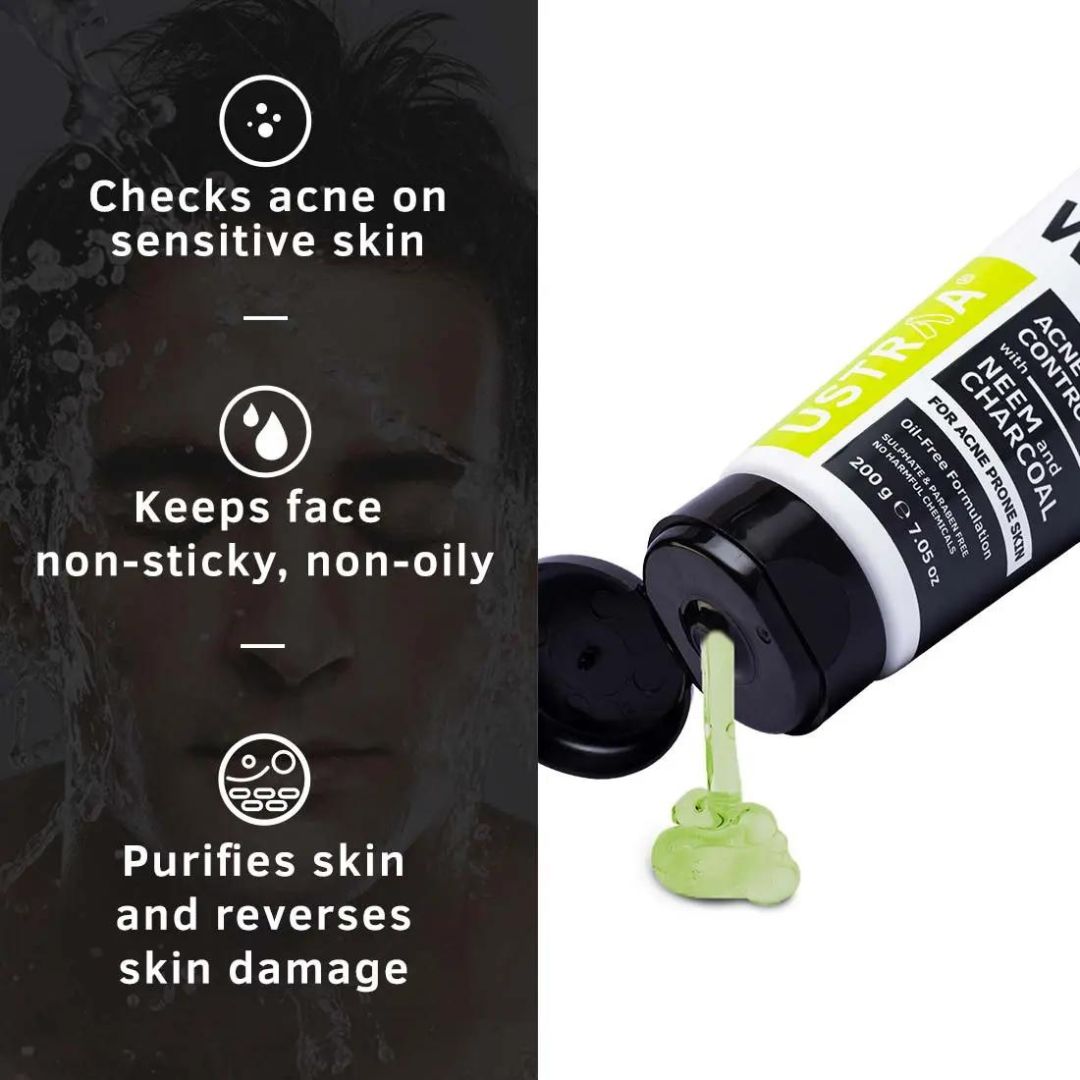 Ustra Face Wash Acne Control - With Neem & Charcoal 200g