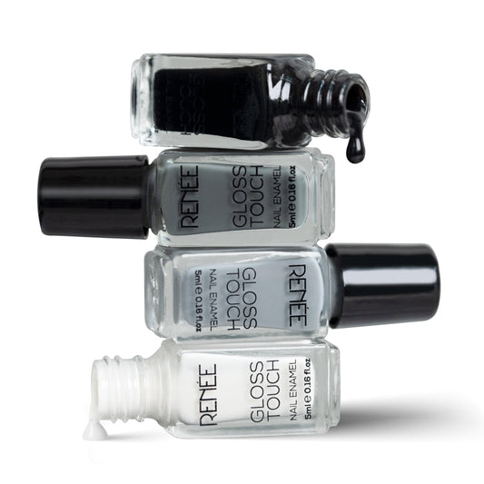 Renee Gloss Touch Set Of 4 Nail Enamels, 5ml Each - N01 Classic Monochrome