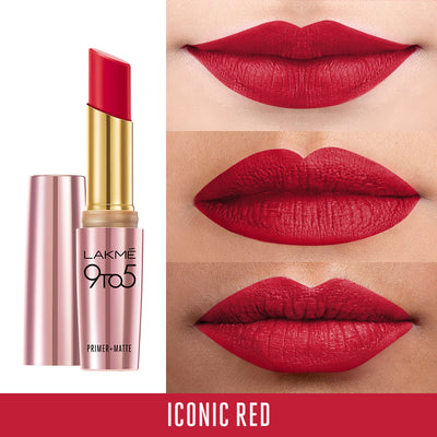 Lakmé 9 To 5 Primer + Matte Lip Color - Iconic Red