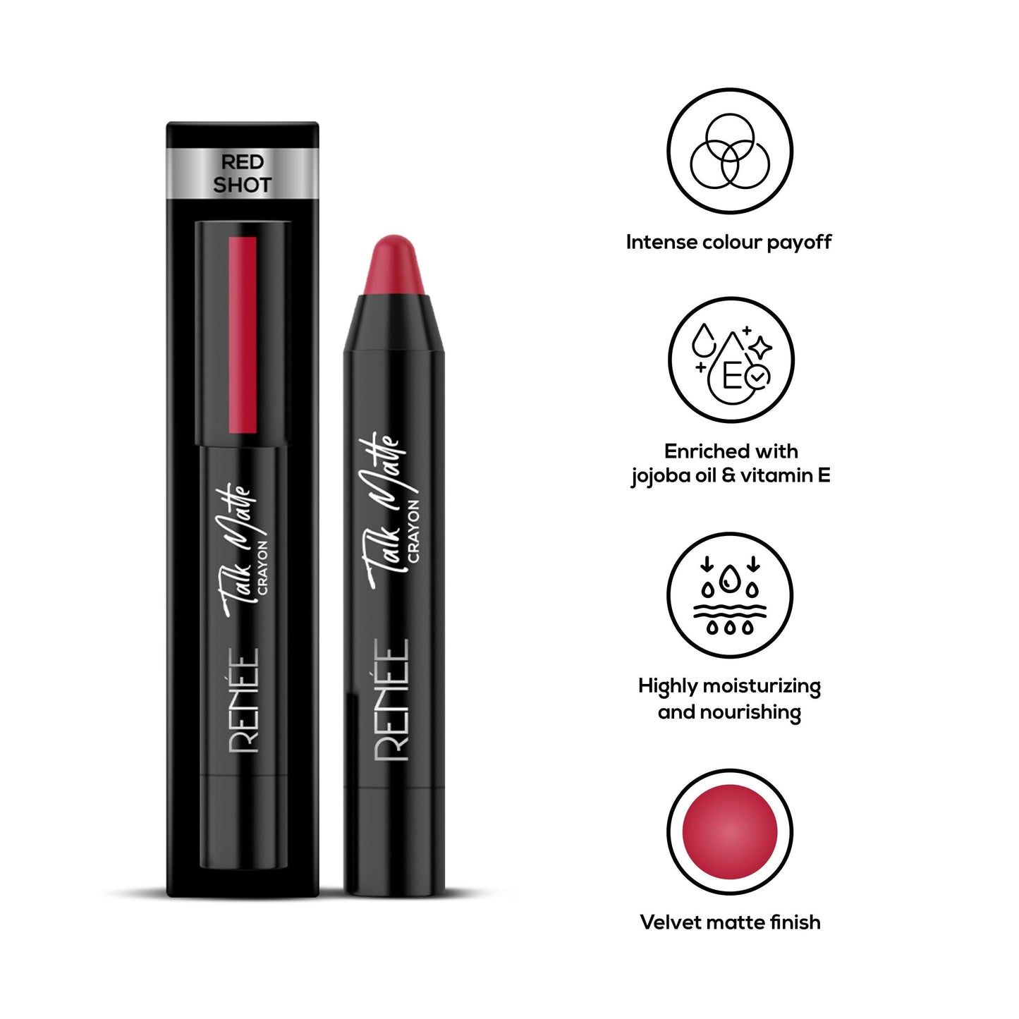 Renee Talk Matte Crayon Lipstick 4.5gm - Red Shot