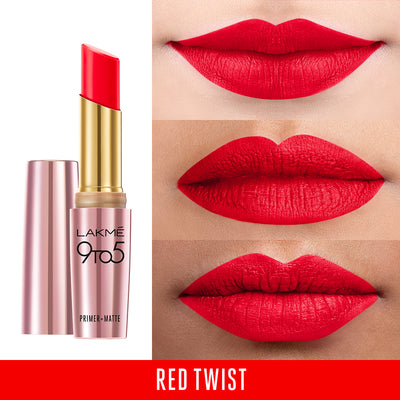 Lakmé 9 To 5 Primer + Matte Lip Color - Red Twist