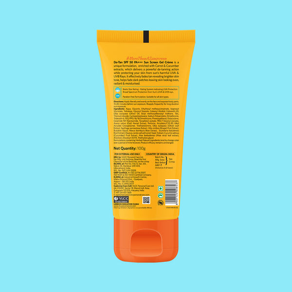 VLCC De Tan SPF 50 PA+++ Sun Screen Gel Creme - 100gm