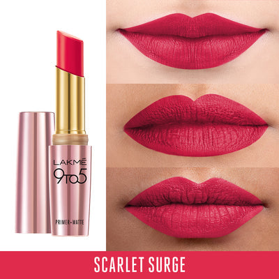 Lakmé 9 To 5 Primer + Matte Lip Color - Scarlet Surge