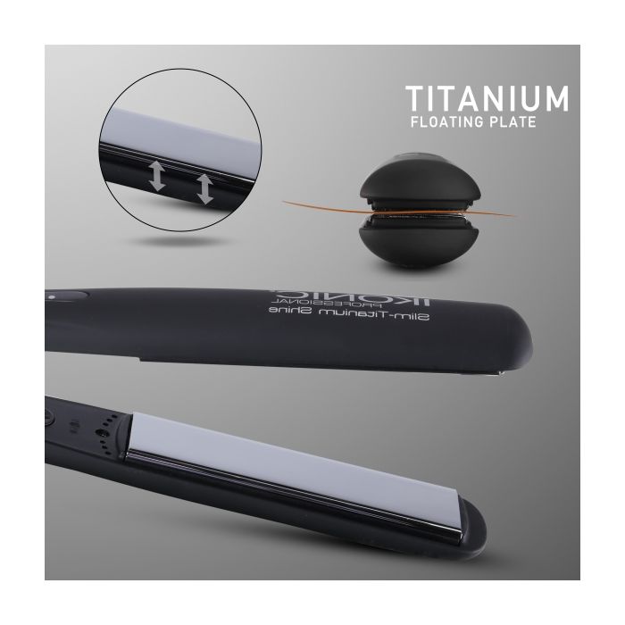 Ikonic Slim Titanium Shine Hair Straightener - Black