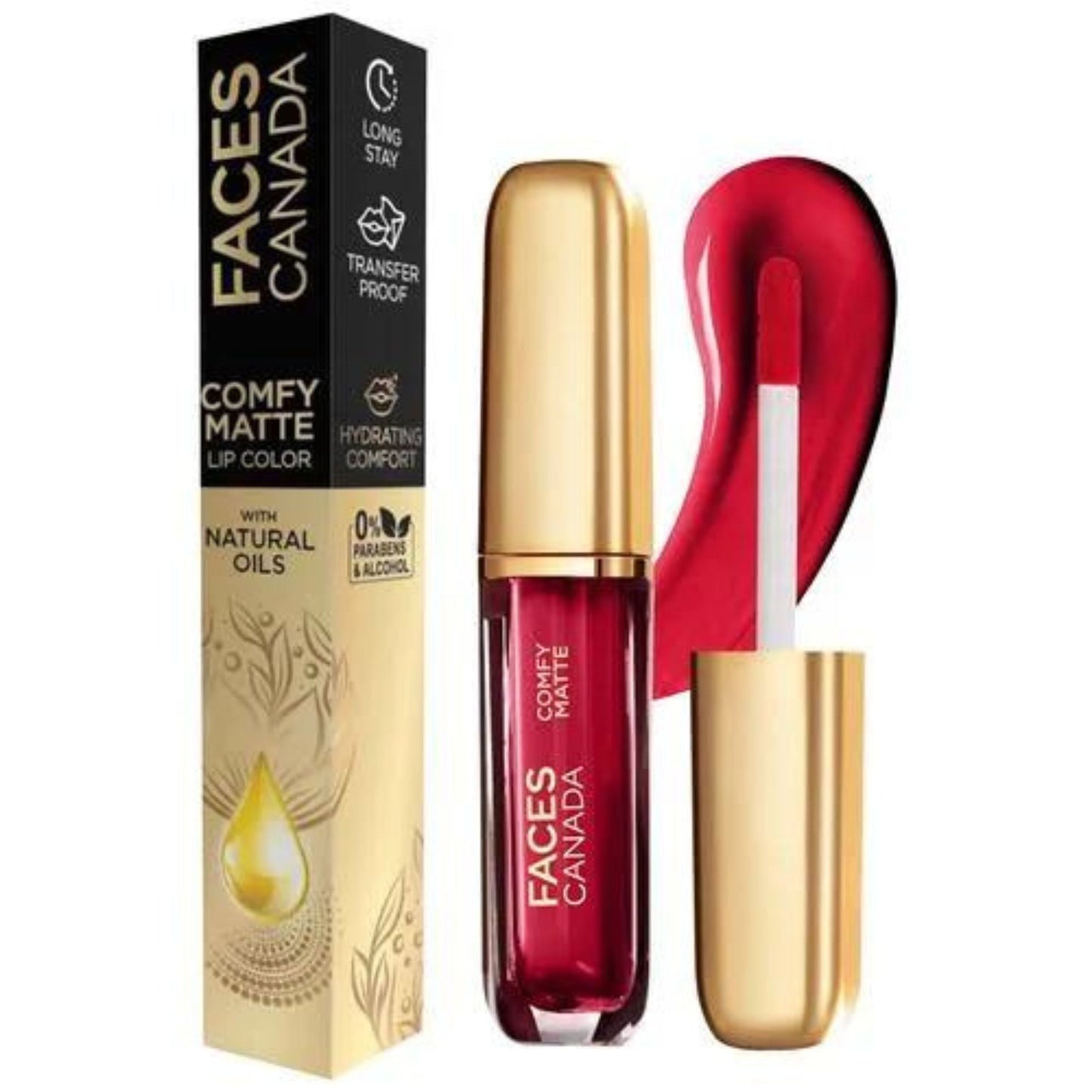 Faces Canada Comfy Matte Lip Colour - 10 Hr Long Stay With Comfort, Almond Oil, 3 ml On My Way 01