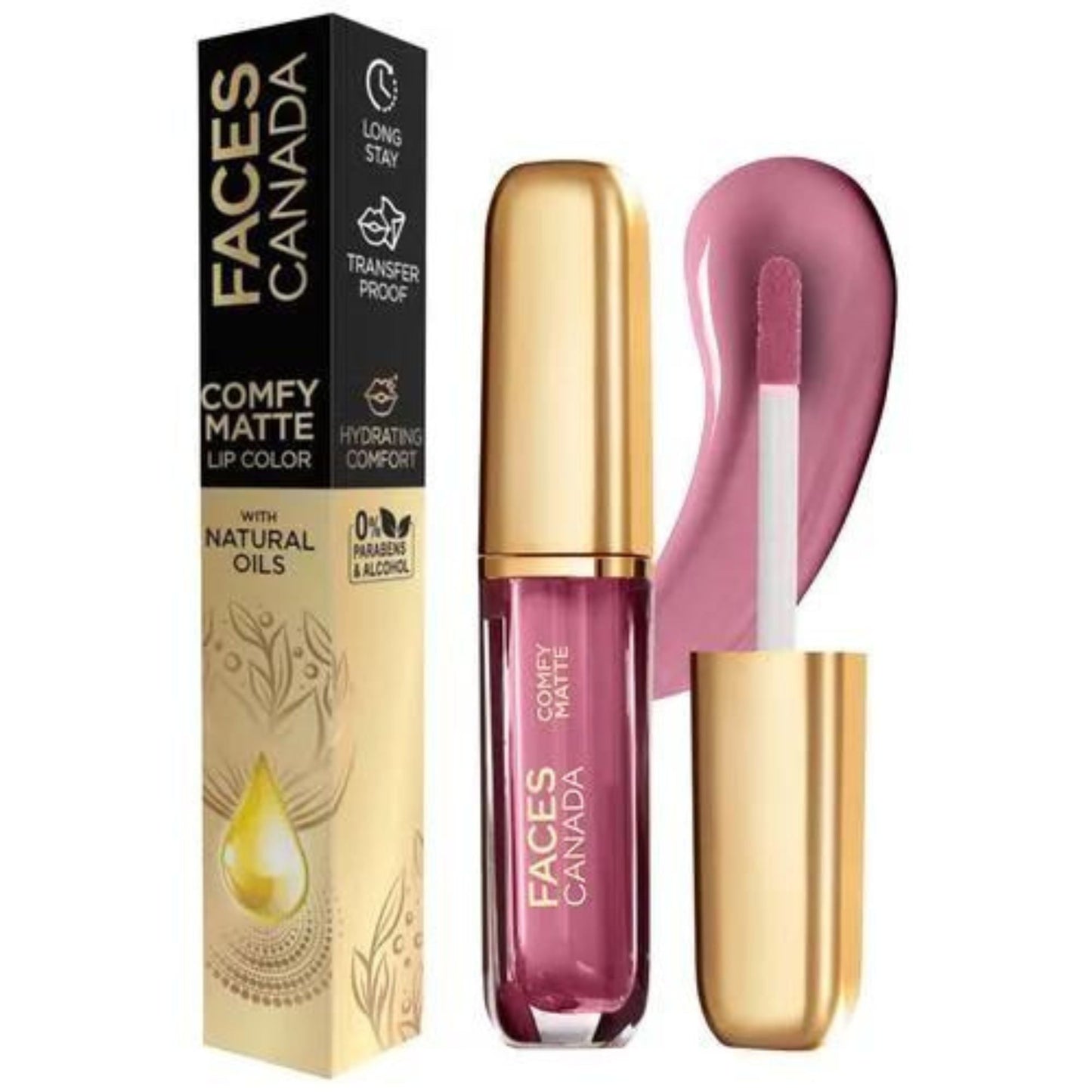 Faces Canada Comfy Matte Lip Colour - 10 Hr Long Stay With Comfort, Almond Oil, 3 ml On My Way 01