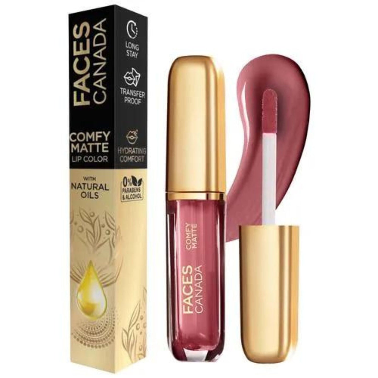 Faces Canada Comfy Matte Lip Colour - 10 Hr Long Stay With Comfort, Almond Oil, 3 ml On My Way 01