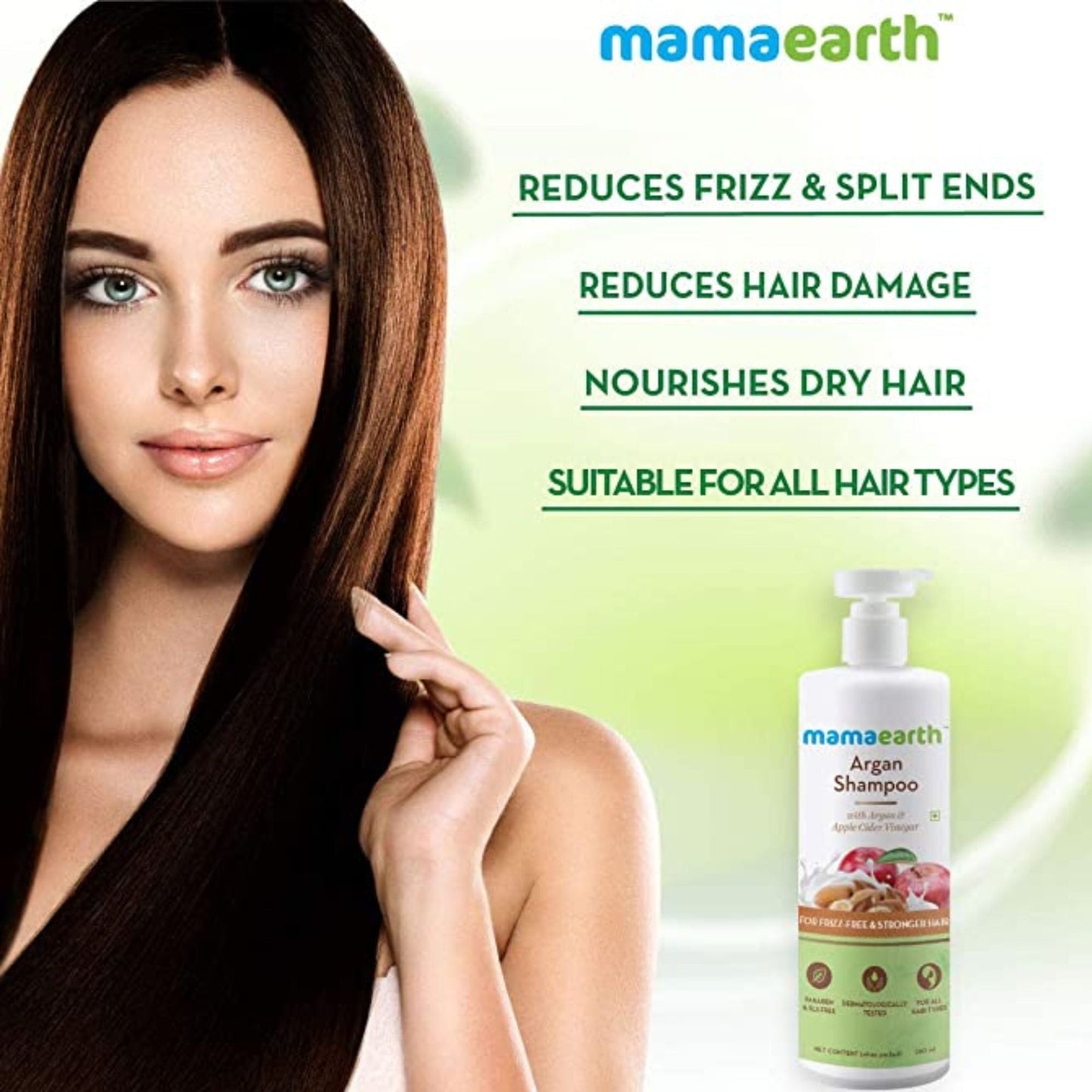 Mamaearth Argan & Apple Cider Vinegar Shampoo For Dry & Frizzy Hair, with Argan & Apple Cider Vinegar for Frizz-Free & Stronger Hair