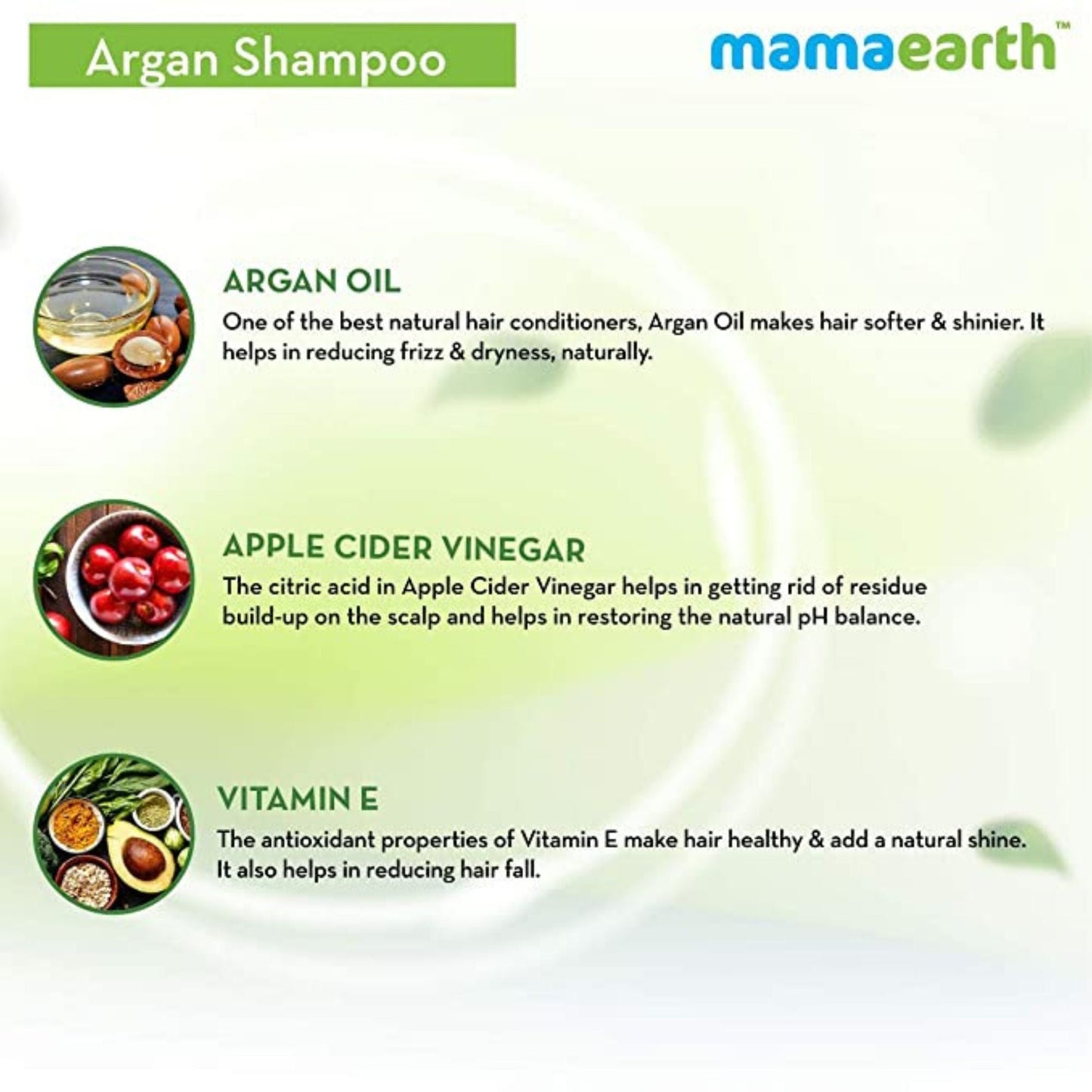 Mamaearth Argan & Apple Cider Vinegar Shampoo For Dry & Frizzy Hair, with Argan & Apple Cider Vinegar for Frizz-Free & Stronger Hair 250 ml