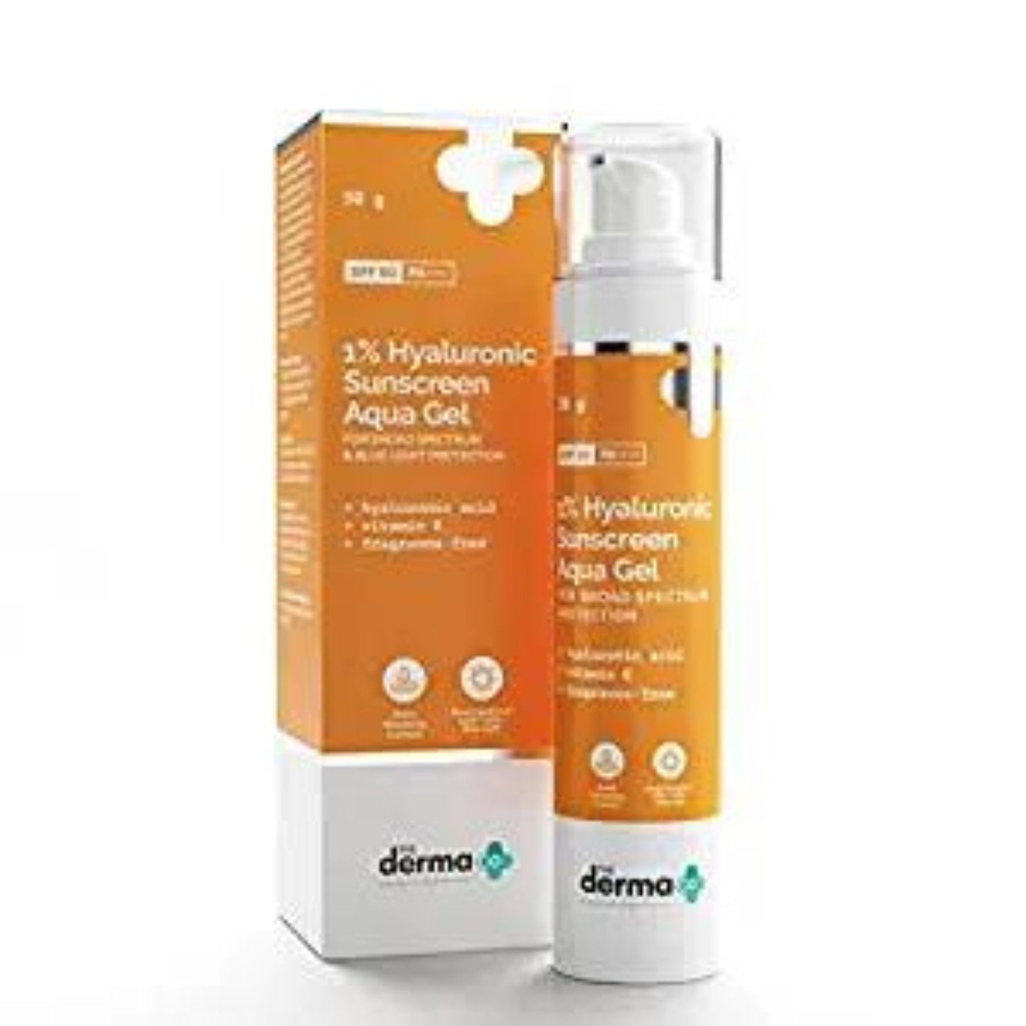 The Derma Co 1% Hyaluronic Sunscreen Aqua Ultra Light Gel with SPF 50 PA++++ For Broad Spectrum, UV A,
