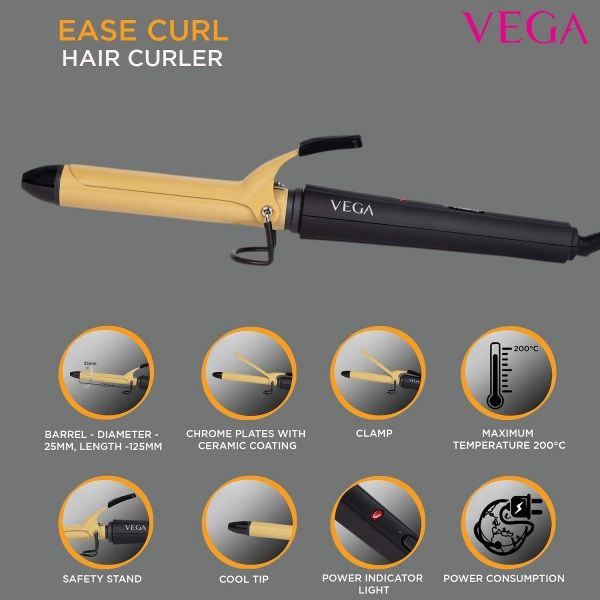 Vega Ease Curl Hair Curler (25MM Barrel) - VHCH-02