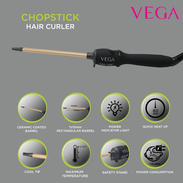 Vega Chopstick Hair Curler (7X10MM Barrel) - VHCS-01