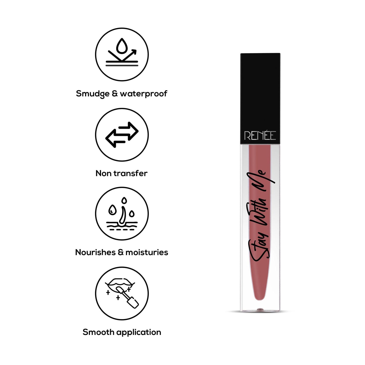 Renee Stay With Me Matte Liquid Lip Color 5ml - Desire For Brown