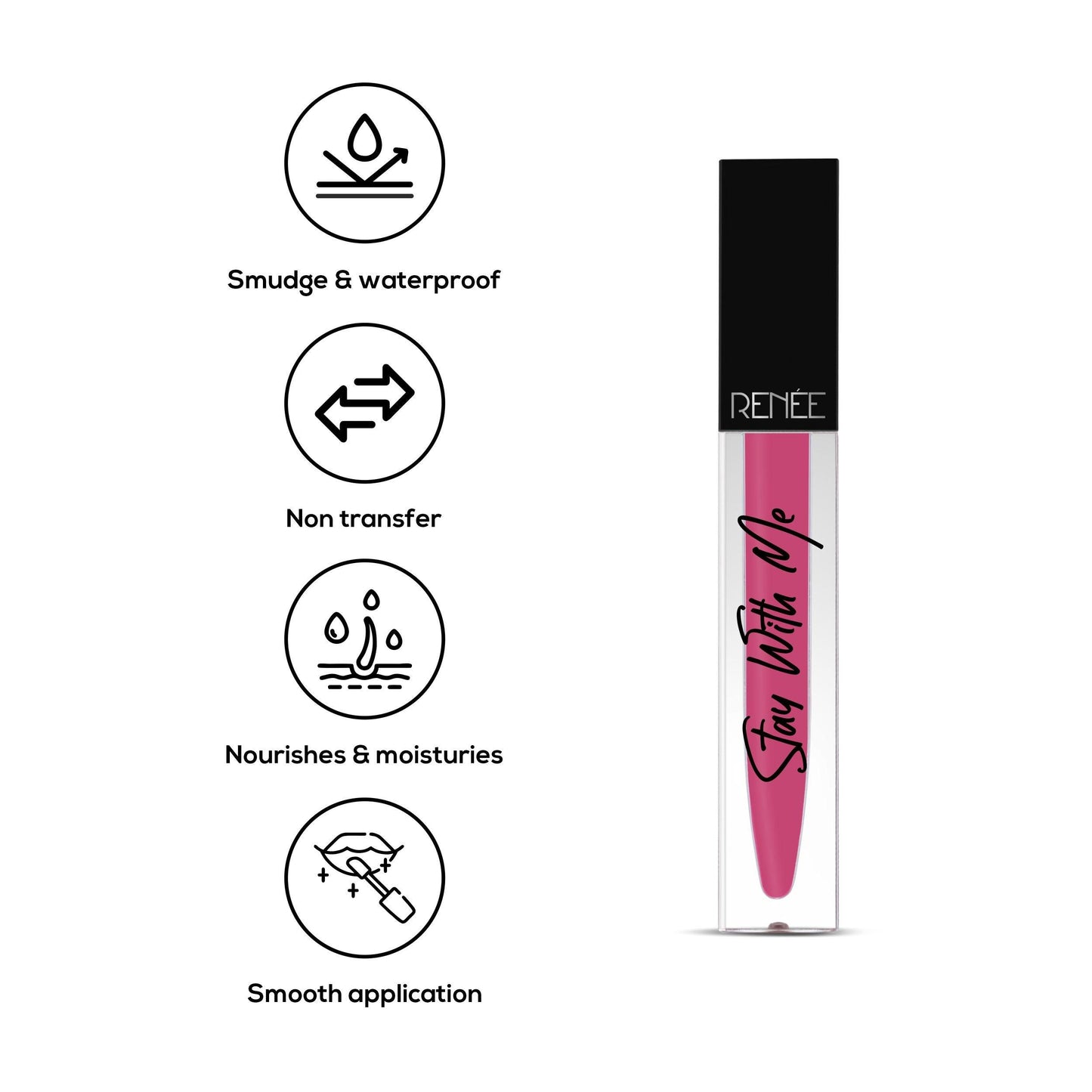 Renee Stay With Me Matte Liquid Lip Color 5ml - Hots For Pink