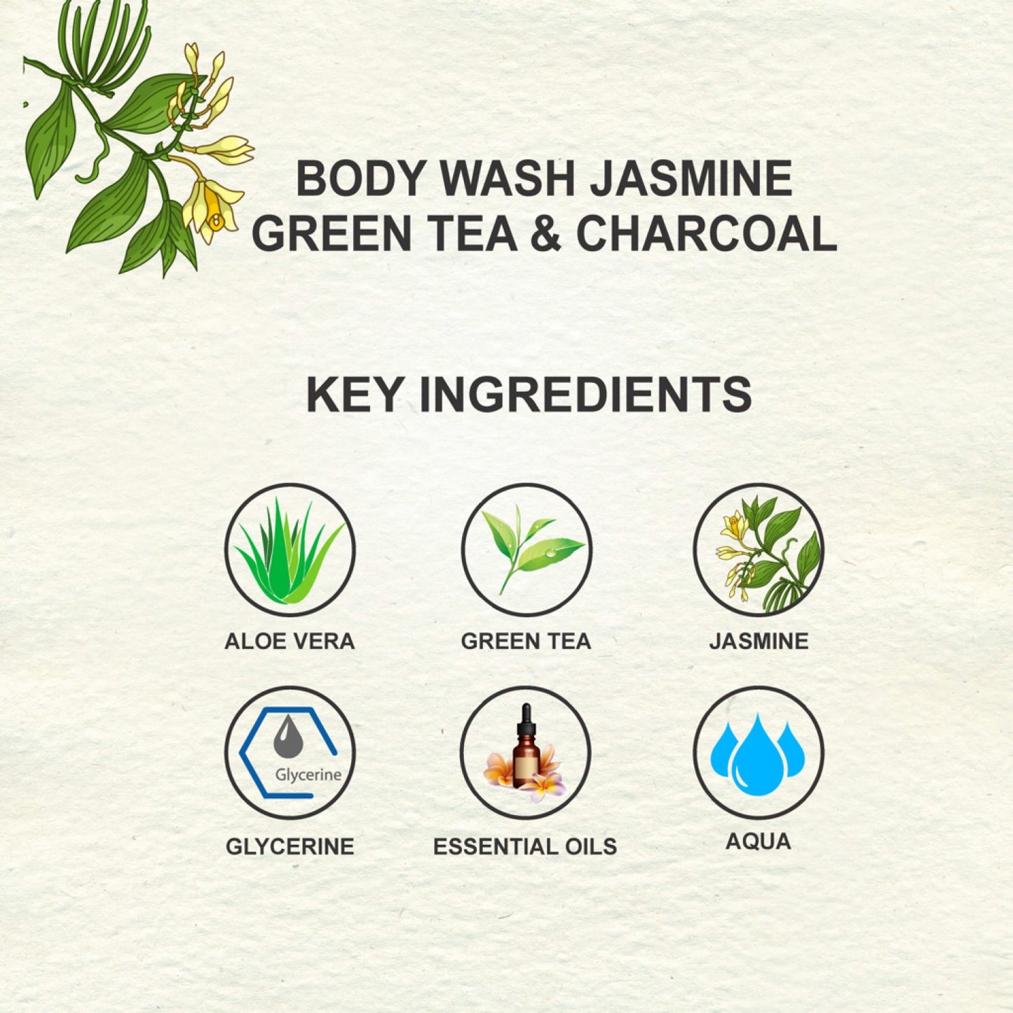 Love Earth Body Wash-Jasmine, Green Tea & Charcoal - 220ml
