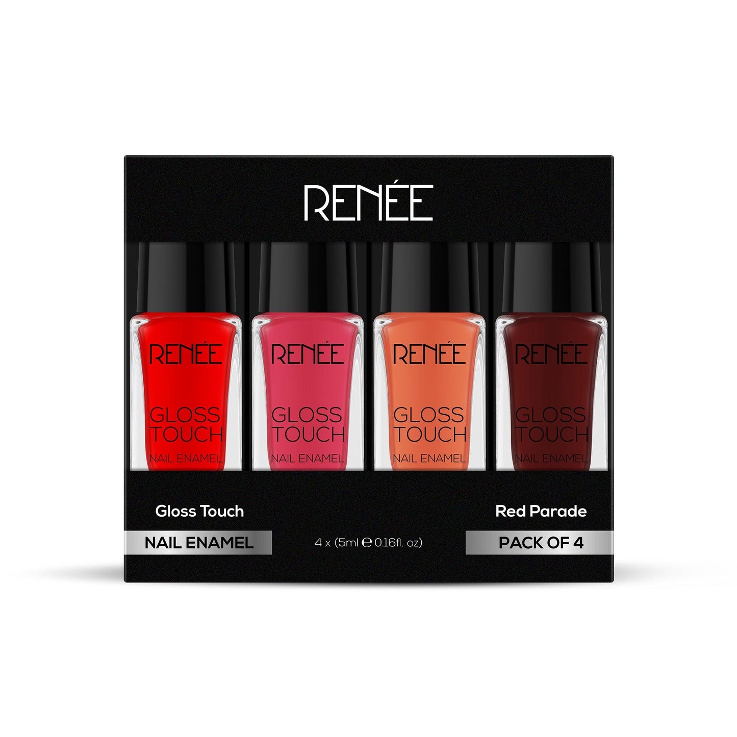 Renee Gloss Touch Set Of 4 Nail Enamels, 5ml Each - N03 Red Parade