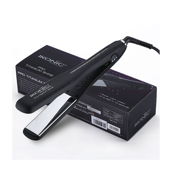 Ikonic Pro Titanium Shine Hair Straightener - Black