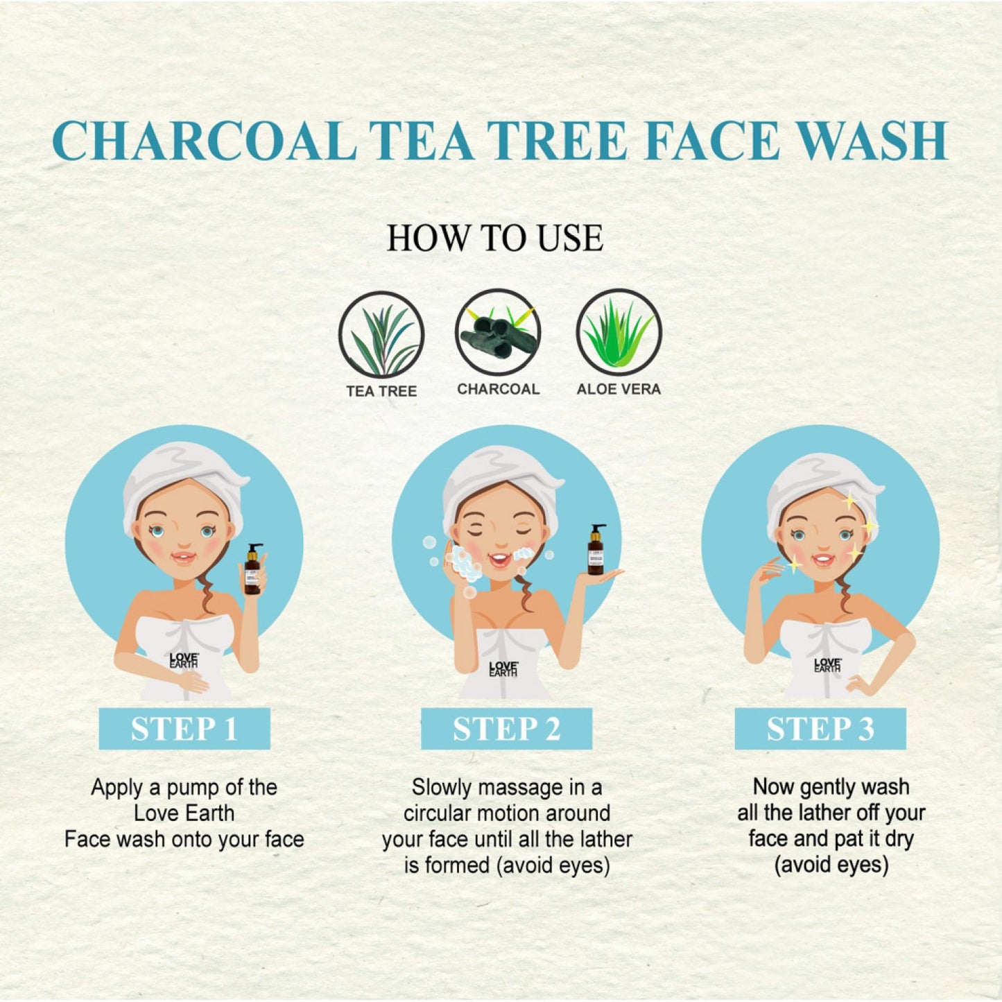 Love Earth Charcoal Tea Tree Face Wash - 100ml